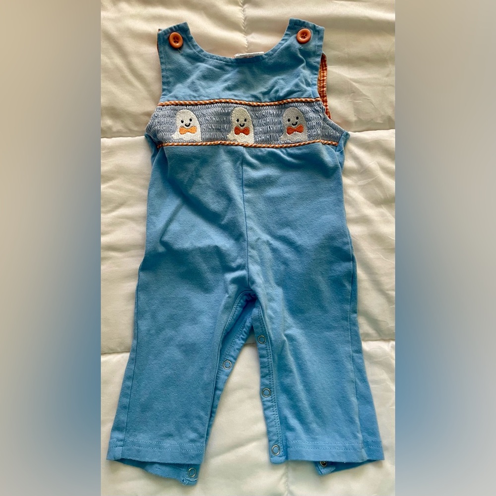 Baby boy Halloween ghost smocked outfit